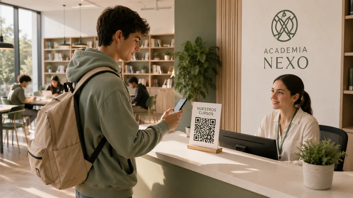 Cliente escaneando el QR en academias y formación