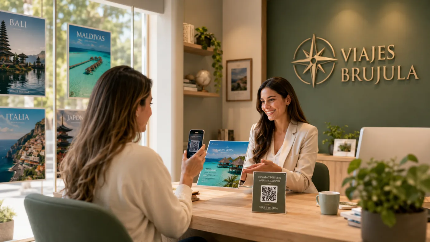 Cliente escaneando el QR en agencias de viajes
