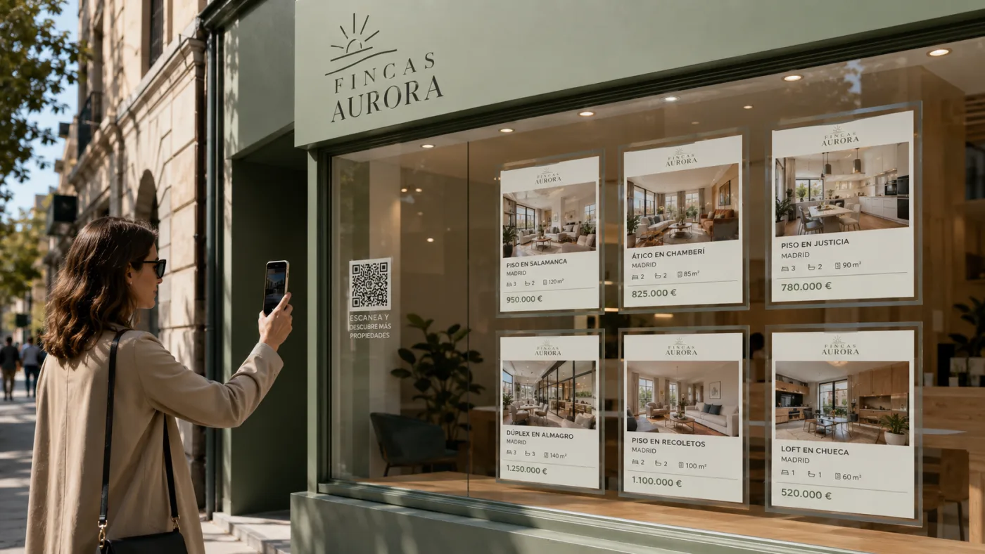 Cliente escaneando el QR en inmobiliarias