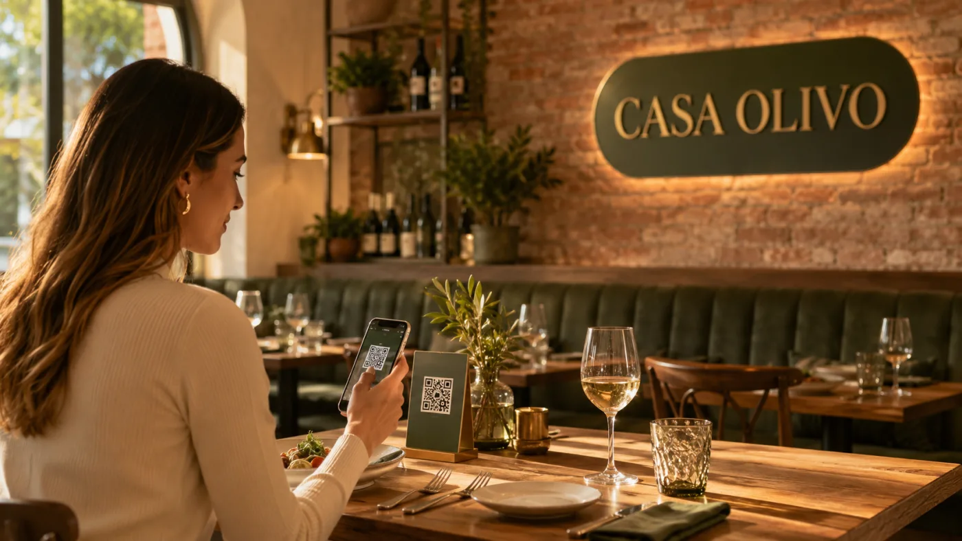 Cliente escaneando el QR en restaurantes y bares